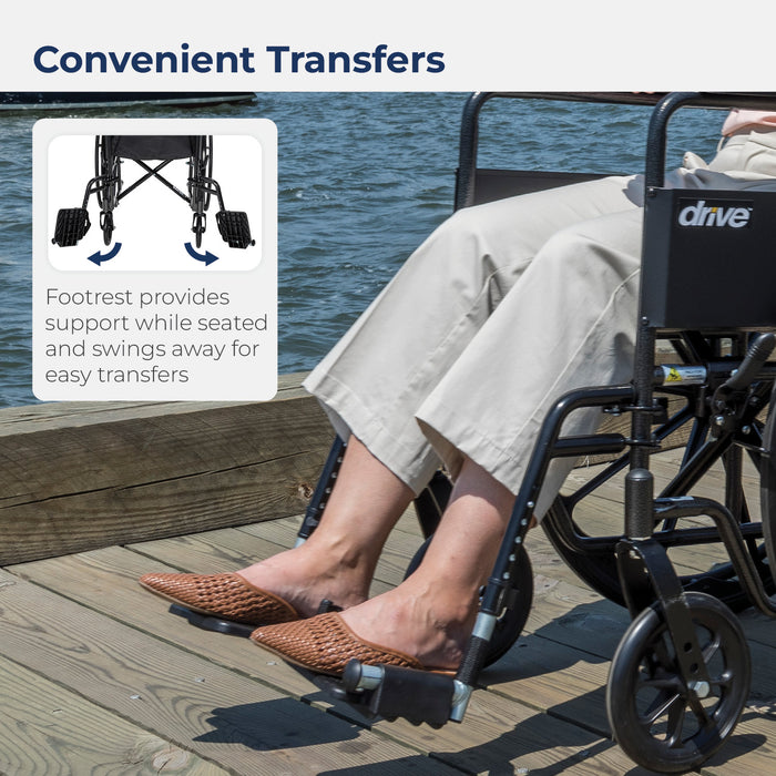 Silver Sport 2 Wheelchair, Non Removable Fixed Arms, Swing away Footrests, 18" Seat