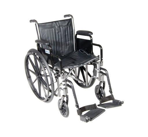 Silver Sport 1 Wheelchair, Black, 20in Seat, Swing Away Legrest Front View