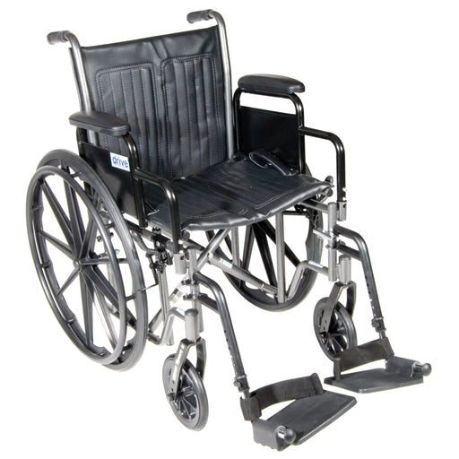 Silver Sport 1 Wheelchair, Black, 20in Seat, Swing Away Legrest Front View