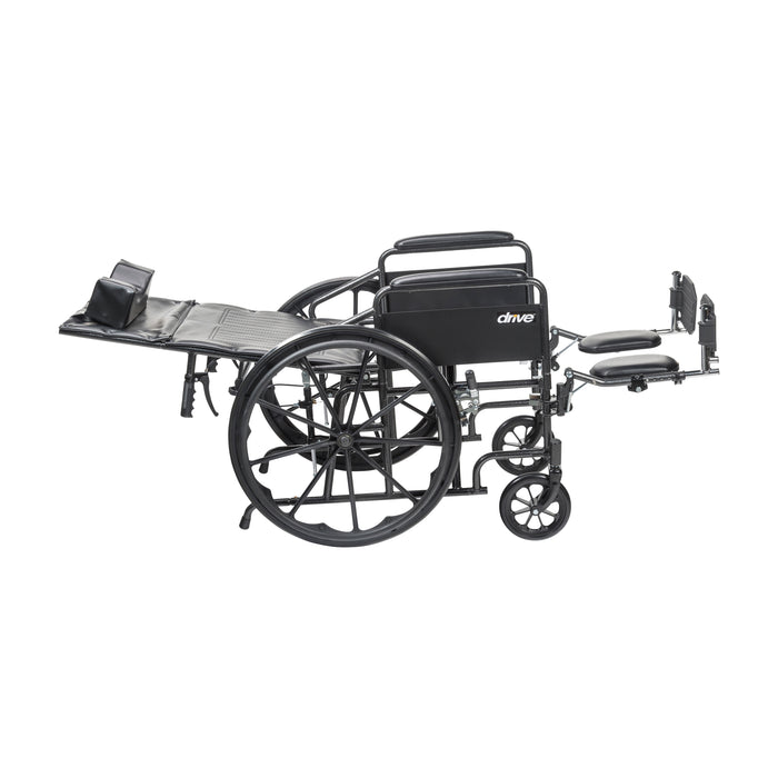Silver Sport Full-Reclining Wheelchair, Full Arms, 16" Seat, Side View Reclined