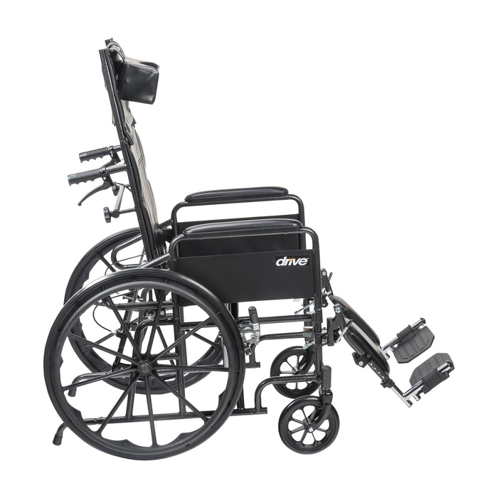 Silver Sport Full-Reclining Wheelchair, Full Arms, 16" Seat Side View