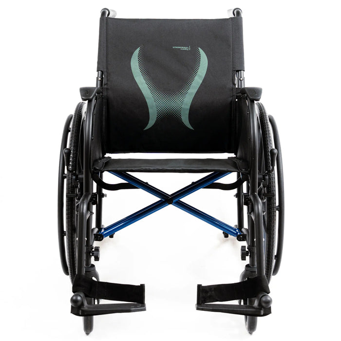 Strongback ErgoSteel folding wheelchair front view