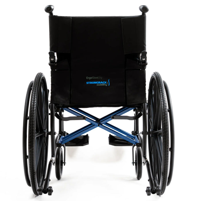 Strongback ErgoSteel folding wheelchair rear view