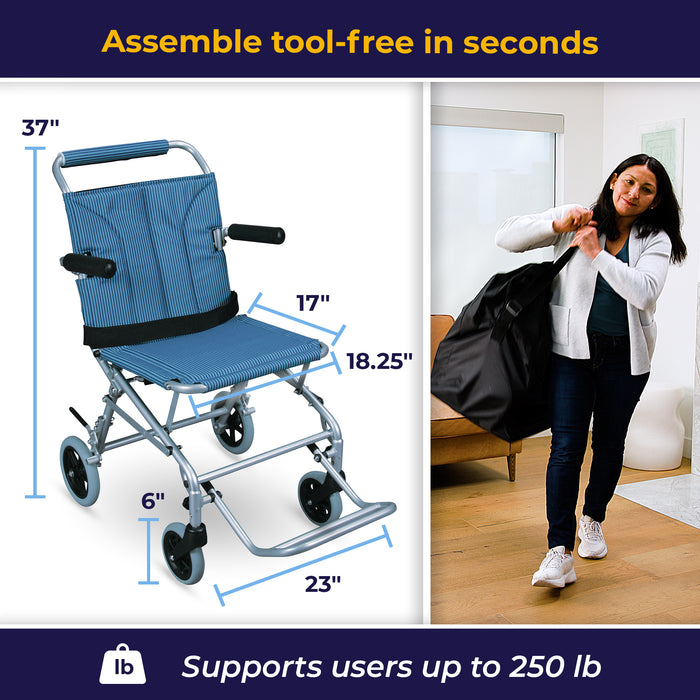 Super Light Folding Transport Wheelchair, Dimensions