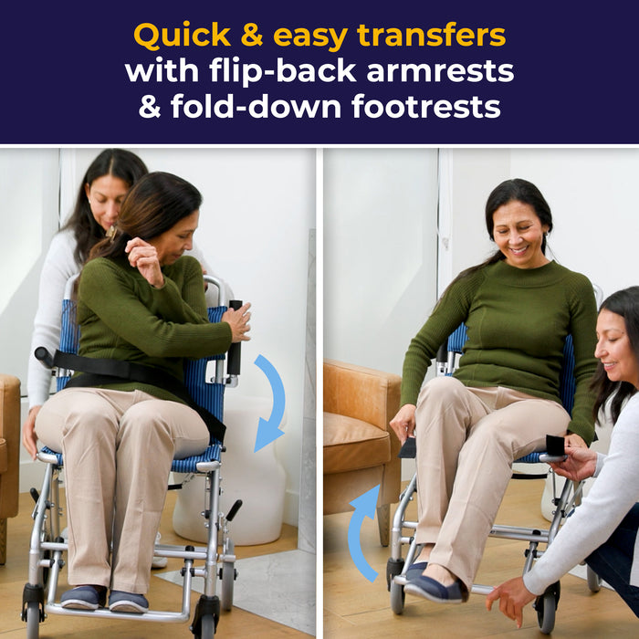 Super Light Transport Chair, Flip-Back Armrest Detail