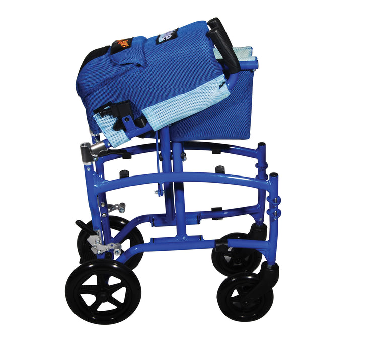 TranSport Transport Chair, Blue, Folded for Storage
