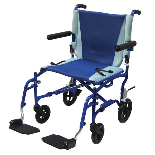 TranSport Aluminum Transport Wheelchair, Blue, Front View