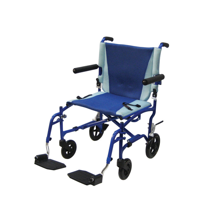 TranSport Aluminum Transport Wheelchair, Blue, Front View