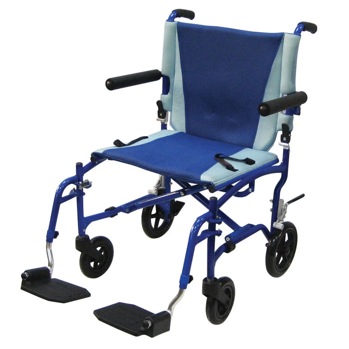TranSport Aluminum Transport Wheelchair, Blue, Front View