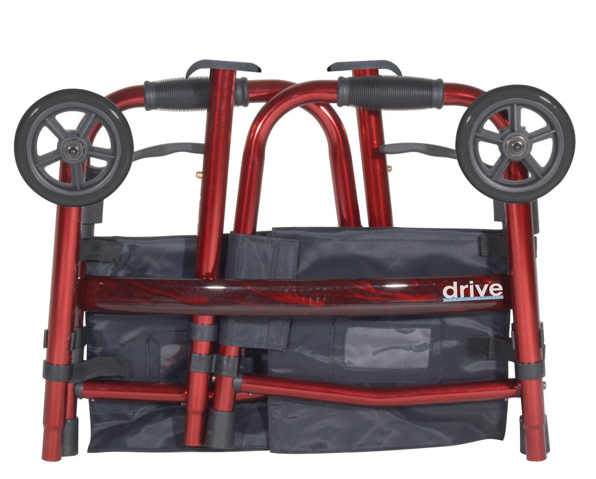 Portable Folding Travel Walker with 5 Inch Wheels, Folded for Travel