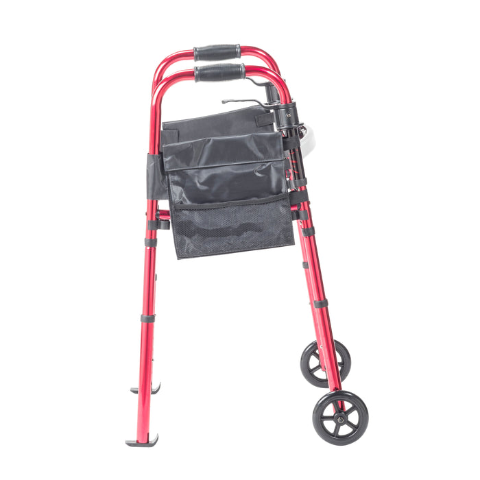 Portable Folding Travel Walker with 5 Inch Wheels, Front Wheel Detail