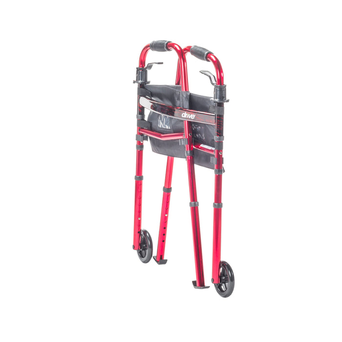 Portable Folding Travel Walker with 5 Inch Wheels, Side Storage Pouch Detail