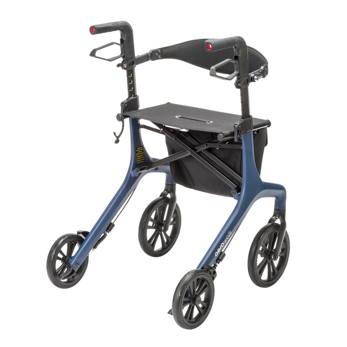 Ultra Light Rollator, Blue, 3/4 Angle View