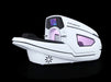 White and black device with purple accents on a black background  vacuactivus-infrastar