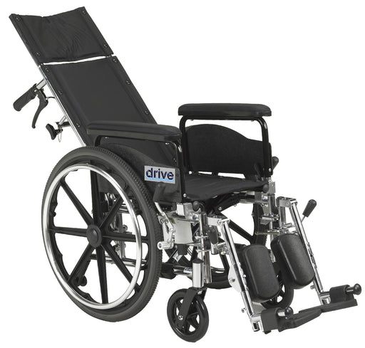 Viper Plus GT Full Reclining Wheelchair, Detachable Full Arms, 18" Seat, Front View