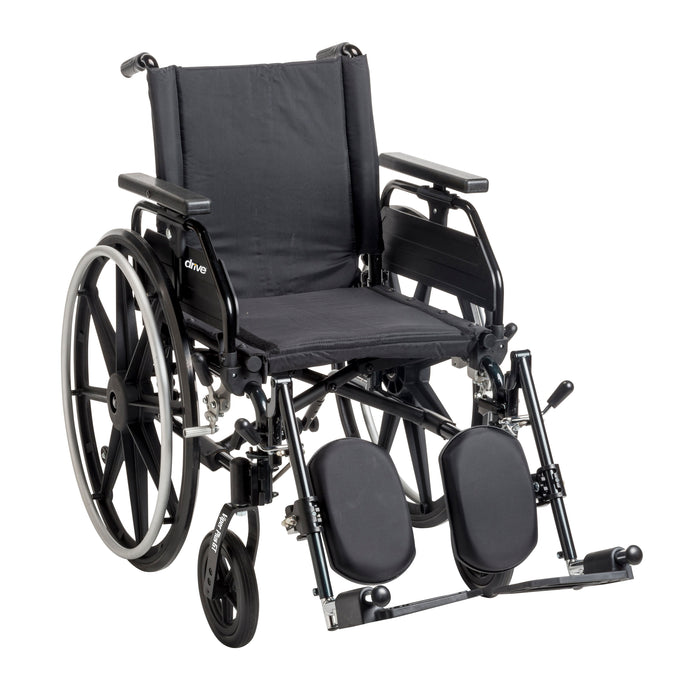 Viper Plus GT wheelchair front left angle with adjustable back and elevating leg rests