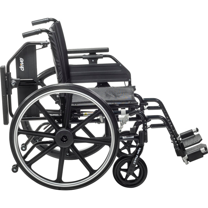Viper Plus GT wheelchair left side view showing adjustable back and elevating leg rests