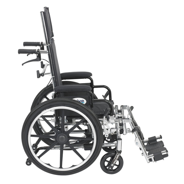 Viper Plus Light Weight Reclining Wheelchair with Elevating Leg Rests and Flip Back Detachable Arms, 14" Seat Side View