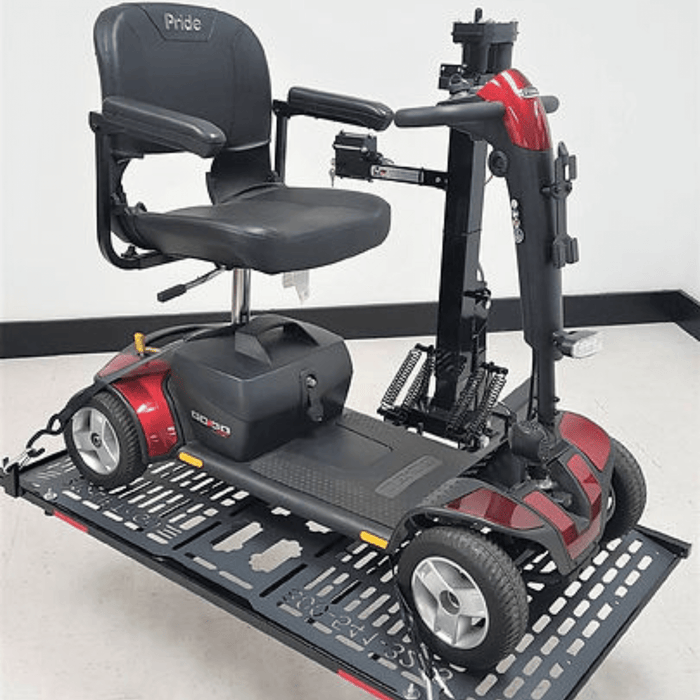 Wheelchair Carrier Patriotic electric scooter lift with red Pride mobility scooter on platform