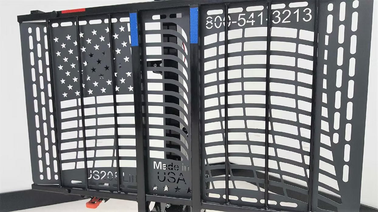 Wheelchair Carrier Patriotic electric lift platform with American flag design