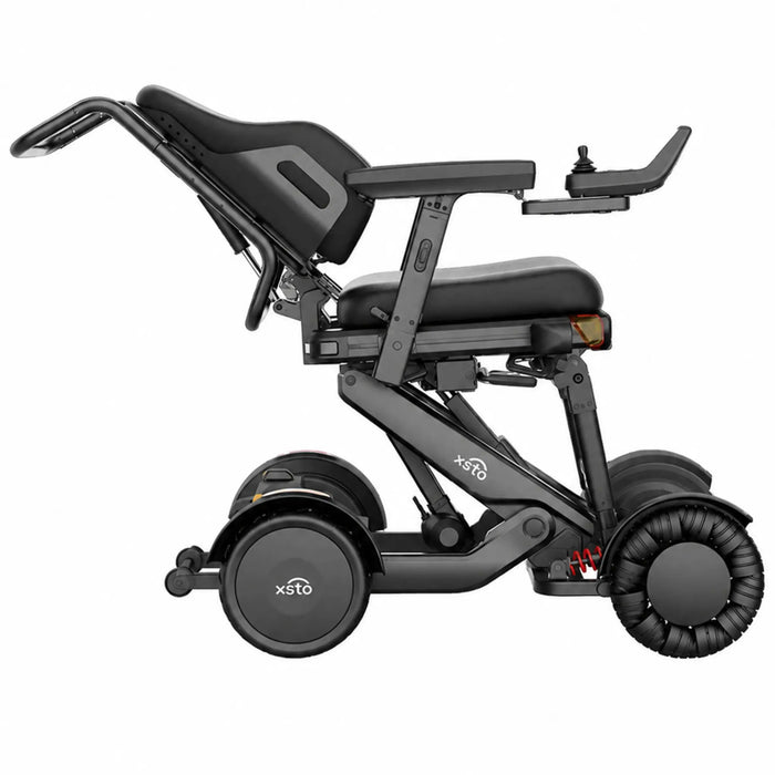 XSTO M4 Pro Smart Electric Wheelchair with the backrest reclined, showcasing adjustable seating that enhances comfort, pressure relief, and long-term support.
