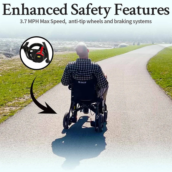 ZiiLIF X Model wheelchair anti-tip and safety features