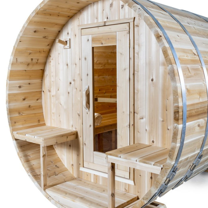 Dundalk Canadian Timber Serenity 4 Person Outdoor Barrel Sauna CTC2245W - Mobility Plus DirectBarrel SaunaDundalk Leisurecraft