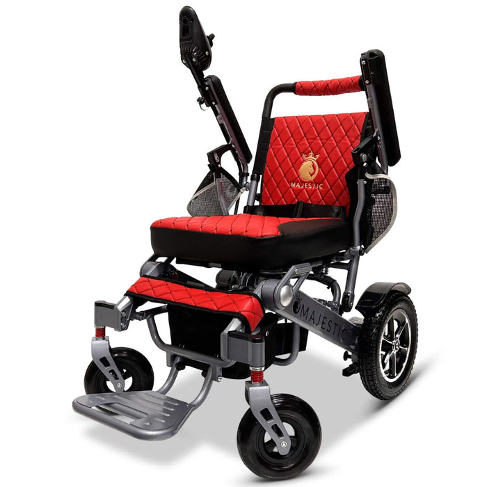 MAJESTIC IQ-7000 Auto Folding Remote Controlled Electric Wheelchair - Folding ElectricComfyGO - Red with Silver Frame