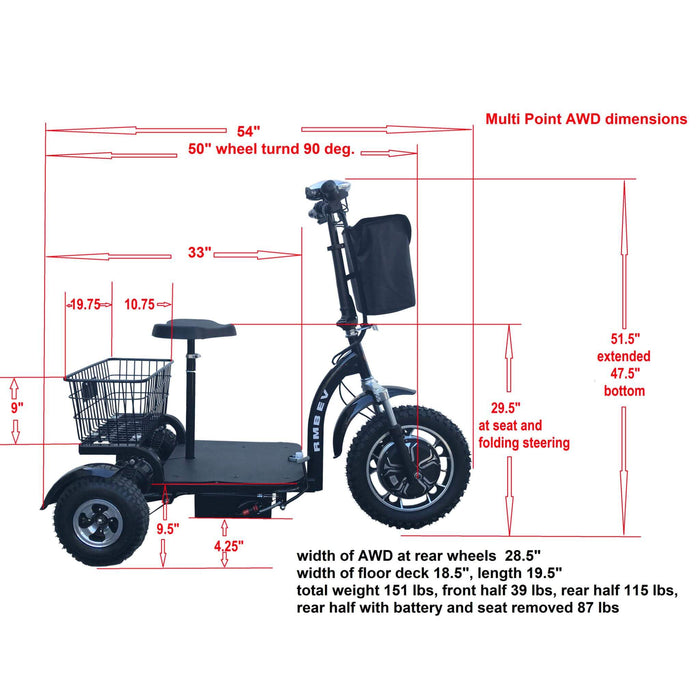 RMB Multi Point AWD All Wheel Drive Electric Trike - Mobility Plus Direct3 Wheel TrikeRMB EV