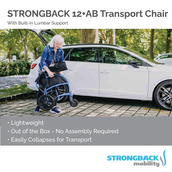 STRONGBACK 12+AB Transport Wheelchair | Comfortable And Versatile - Transport Wheelchairs Strongback Mobility