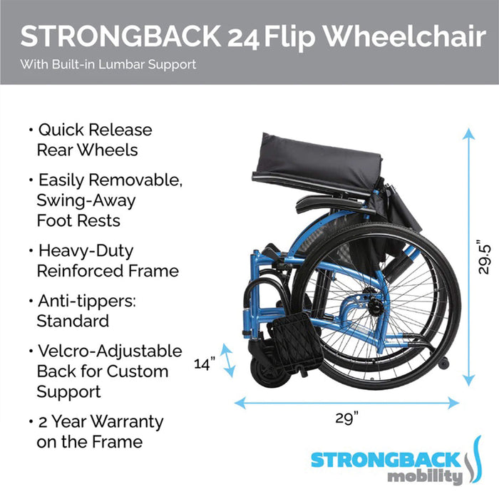 STRONGBACK 24 Flip Wheelchair | Compact And Versatile - Mobility Plus DirectCompact WheelchairStrongback Mobility